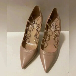 Valentino Garavani Rockstud Lace 
Gladiator Pumps in Blush Leather.no lace not